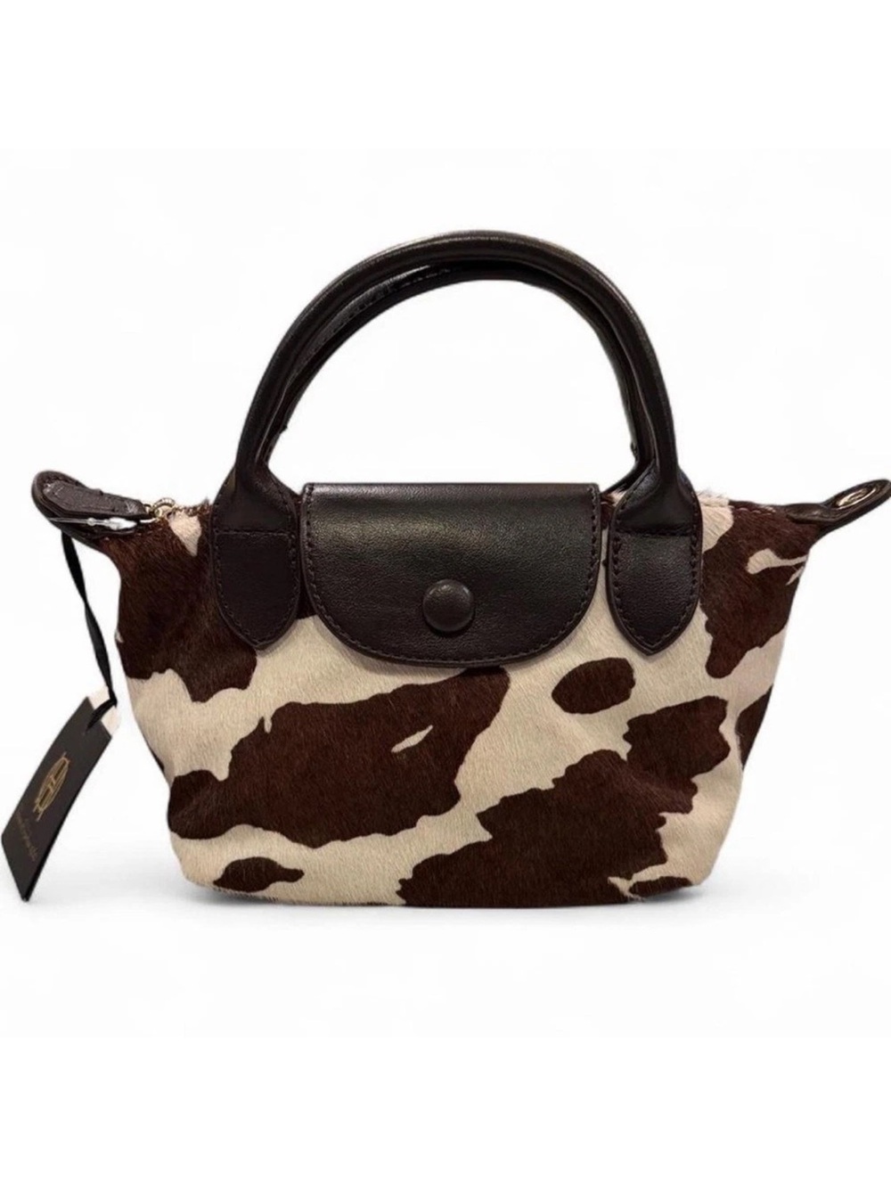 House of Harlow 1960 Genuine Calf Hair Leather Cow Print Mini Top Handle Bag NWT
